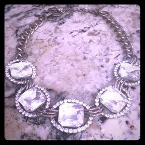 Large crystal faux diamond necklace